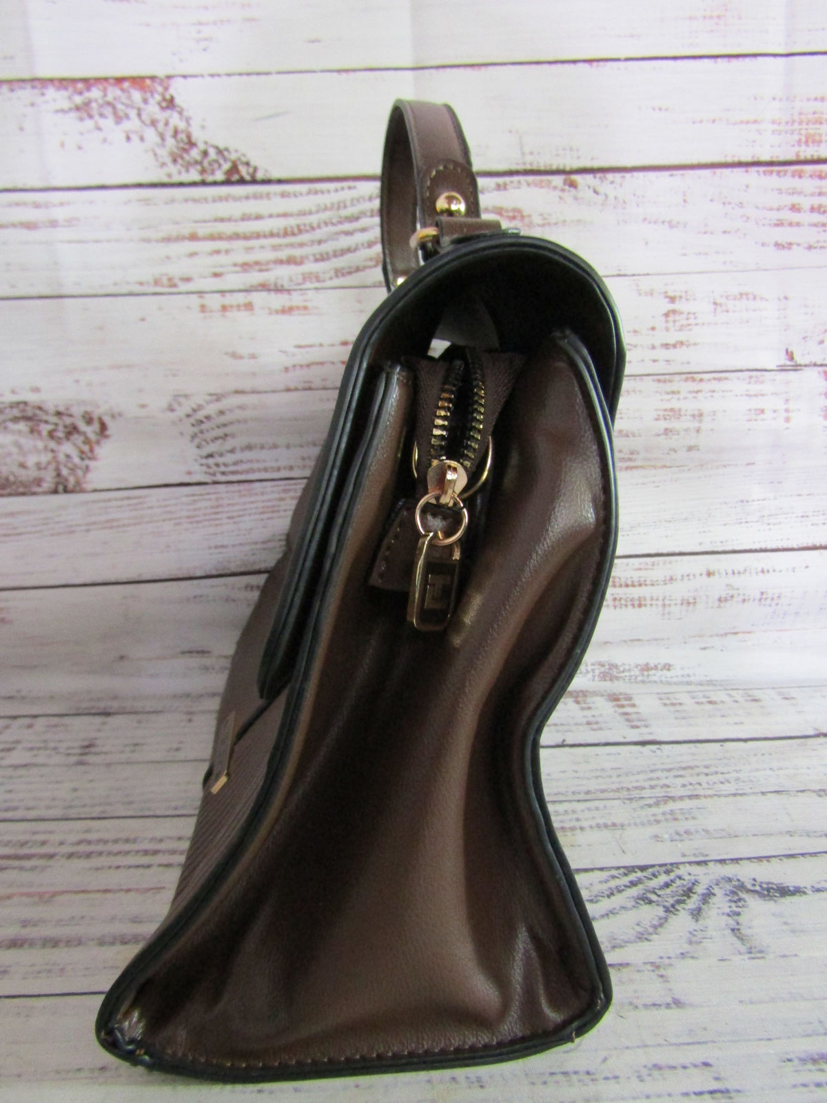 Ted Lapidus Women's Brown Faux Leather Satchel/Top Handle Bag