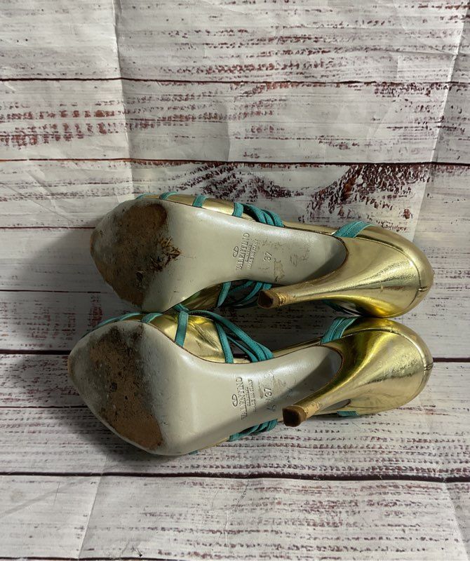 Vintage Valentino Garavani Patent Leather Suede Strappy Heels Size 37EU/7US