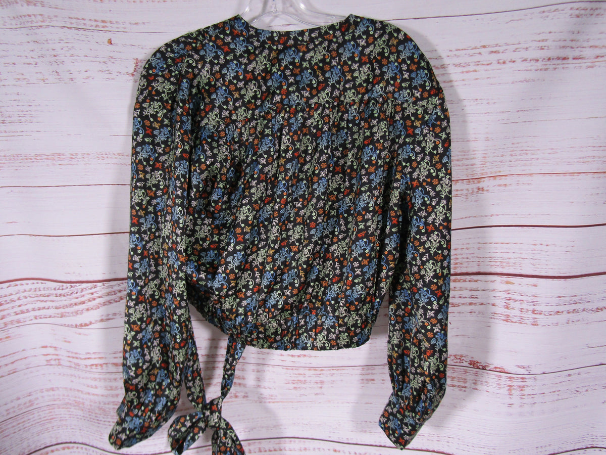 Scotch & Soda Women's Multi-Color Floral Tie-Waist Blouse Size S