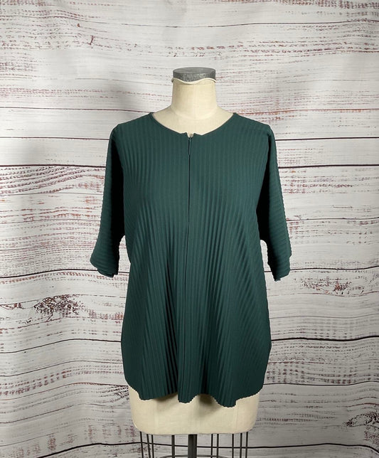 COS Women's Dark Green 3/4 Zip Short Sleeve Blouse - Size Large NWT
