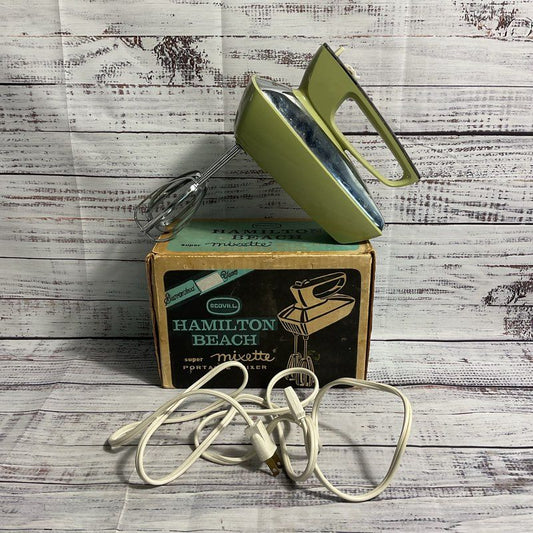 VTG. Scovill Hamilton Beach Super Mixette Hand Portable Mixer 79-1 Green In Box
