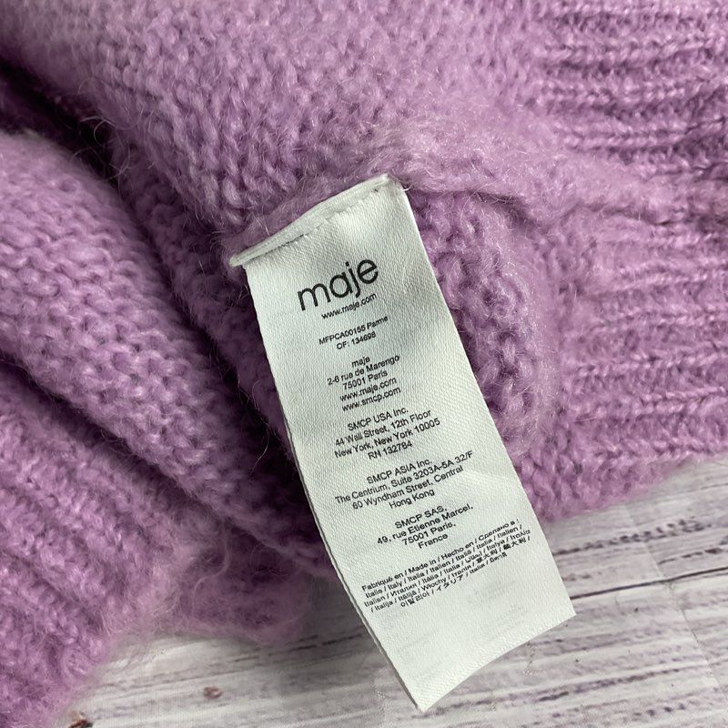 Maje Purple Fuzzy Knit Cropped 4 Button Cardigan Sweater - Size 2