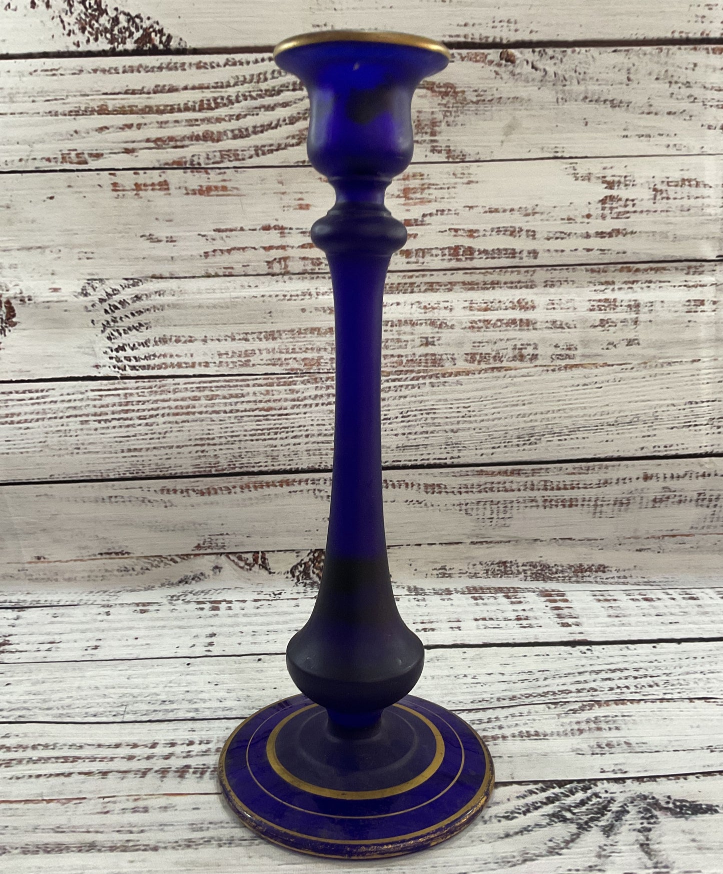 Antique Satin Cobalt Blue Candle Holder