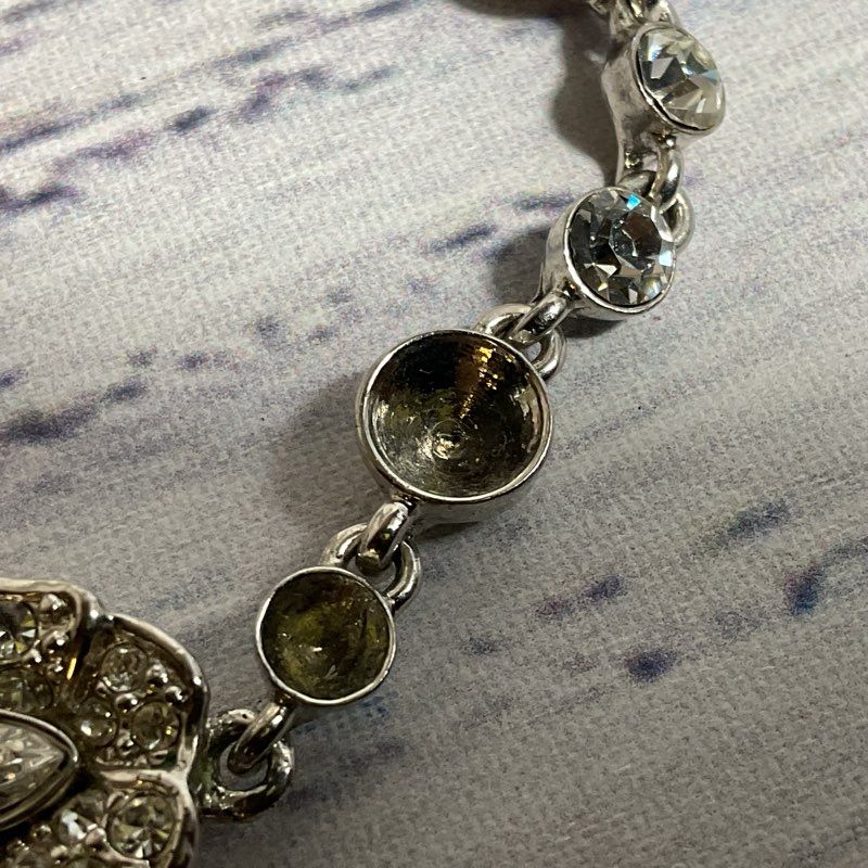GIVENCHY Silver Tone & Rhinestone Tennis Bracelet- 7" (MISSING 2 STONES)