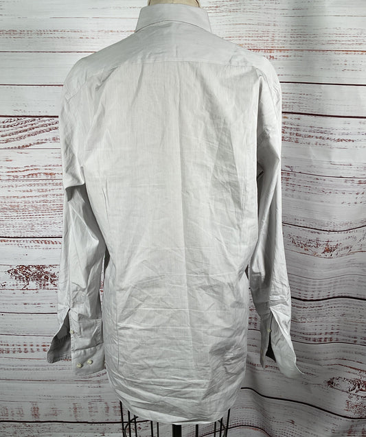 Etro Men's Long Sleeve Button Down Embroidered Shirt Gray 43