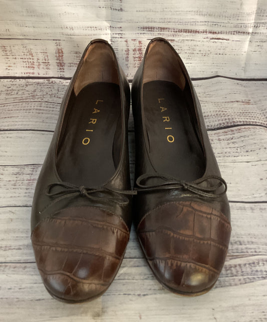 Lazio Leather Croc Embossed Ballet Flats Dark Brown 7.5