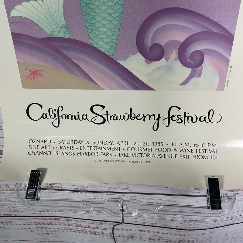 Vintage 1985 California Strawberry Festival Jamie Salvail Mermaid Poster