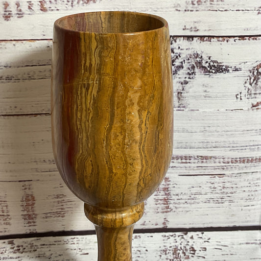 VTG. Marble Onyx 7.75" Stone Goblet