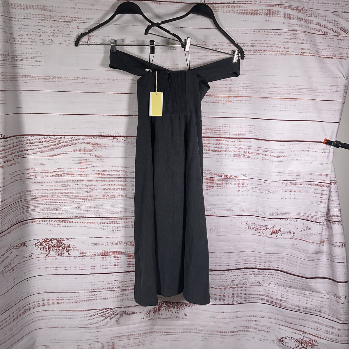 Aritzia Wilfred Victoire Off-Shoulder Grey Herringbone Midi Dress - Size 2 New