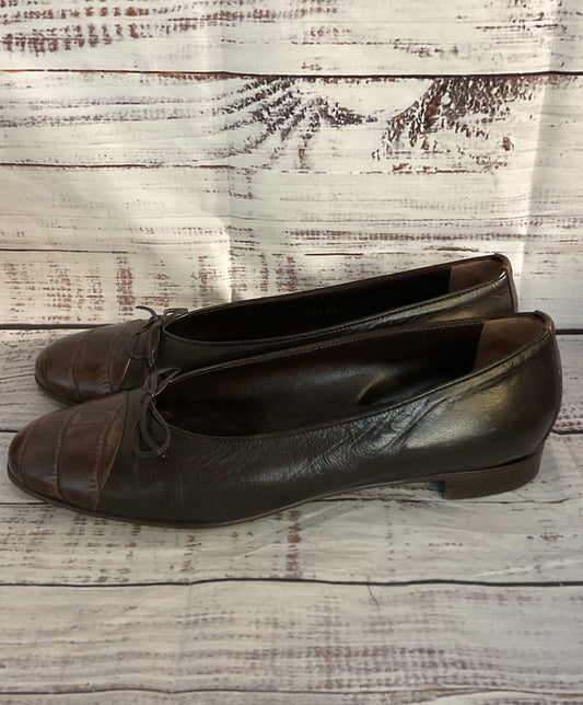 Lazio Leather Croc Embossed Ballet Flats Dark Brown 7.5