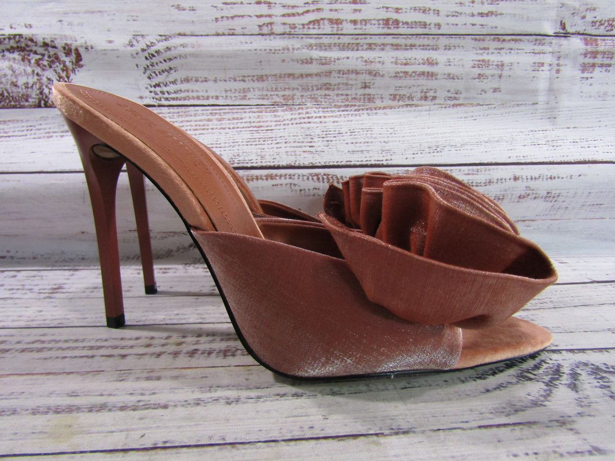 Steve Madden Affinity Women's Rust Satin Stiletto Heel Open Toe Sandals Size 8.5