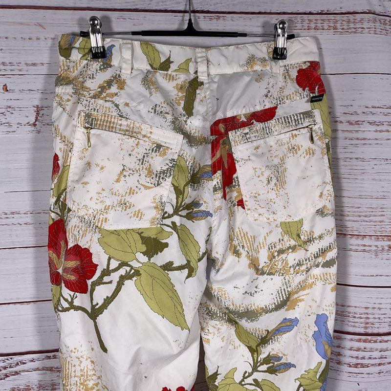NWT Obermeyer Cortina White Floral Print Lined Snow Pants - Size 8