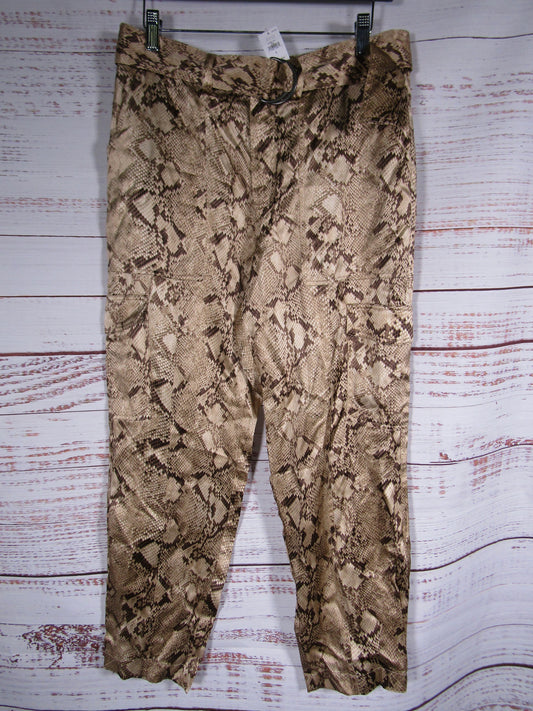 Banana Republic Allure Women's Brown Silk Python Snake Print Cargo Pants Size 6