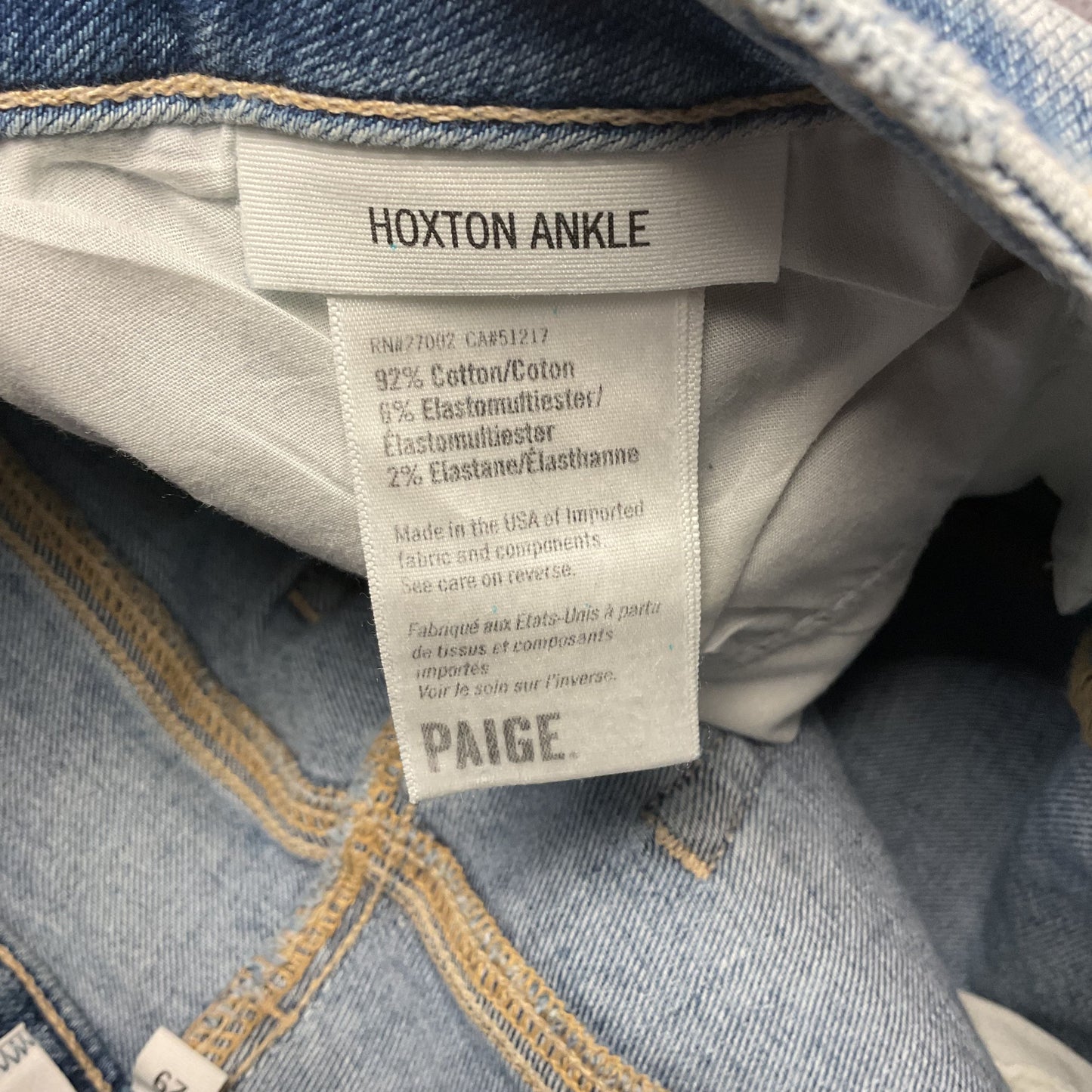 Paige Hoxton Ankle Blue Silver Stripe Jeans Pants - Size 29