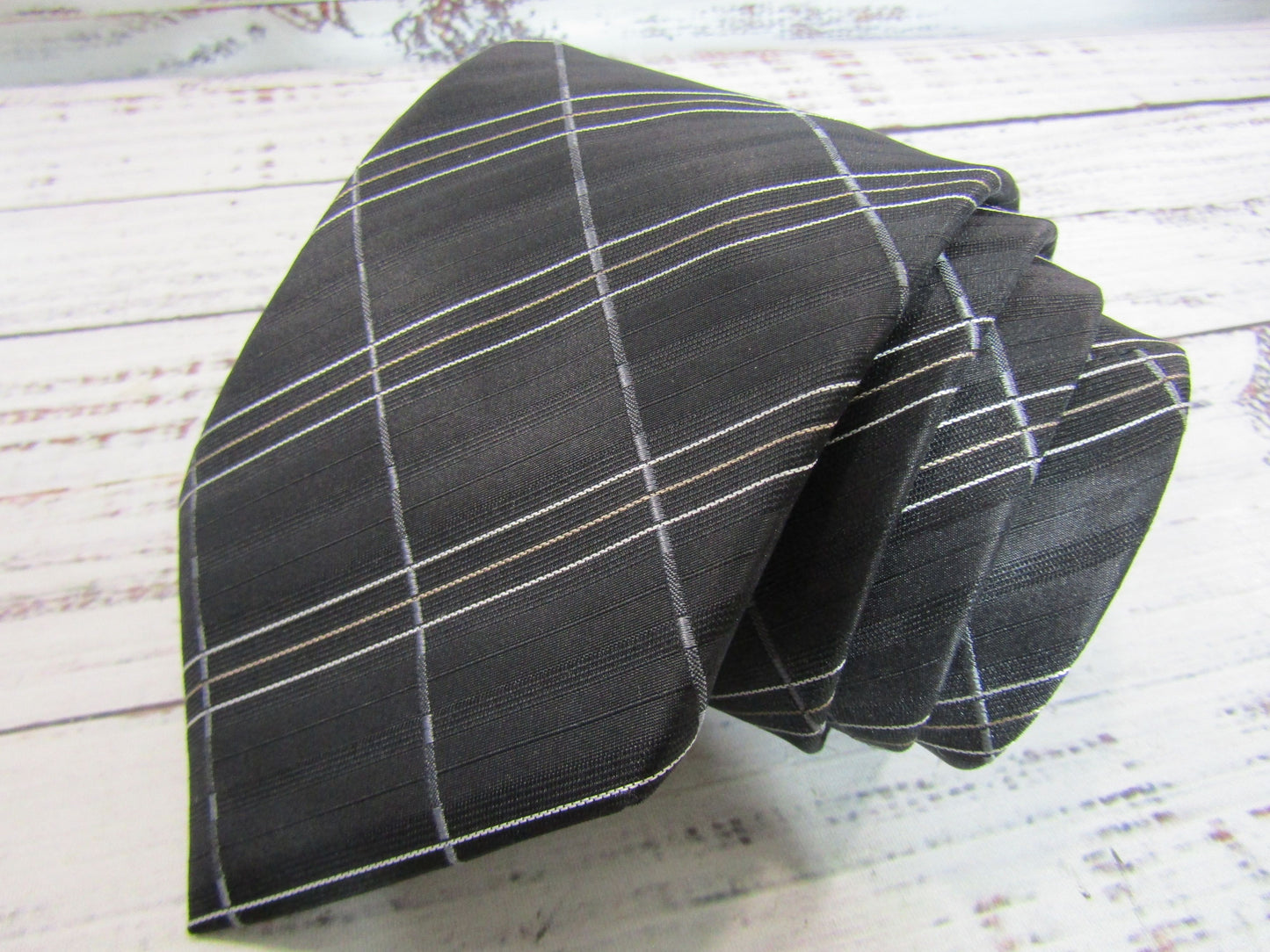 Giorgio Armani Men's Black Striped Silk Tie Made in Italy