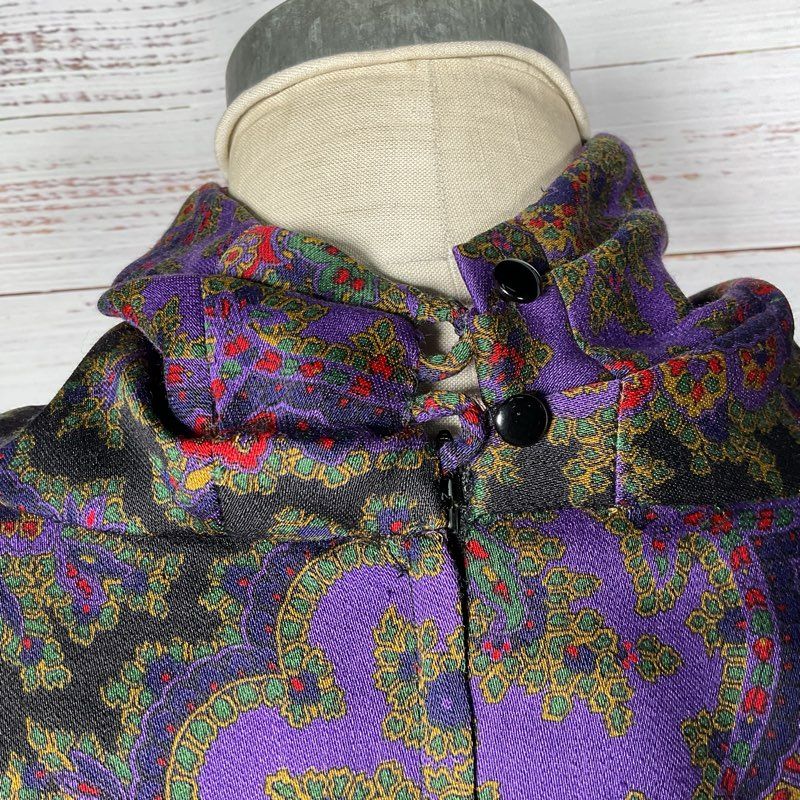 GLORIA SACHS Women's Purple Paisley Print Skirt Set- SZ 12
