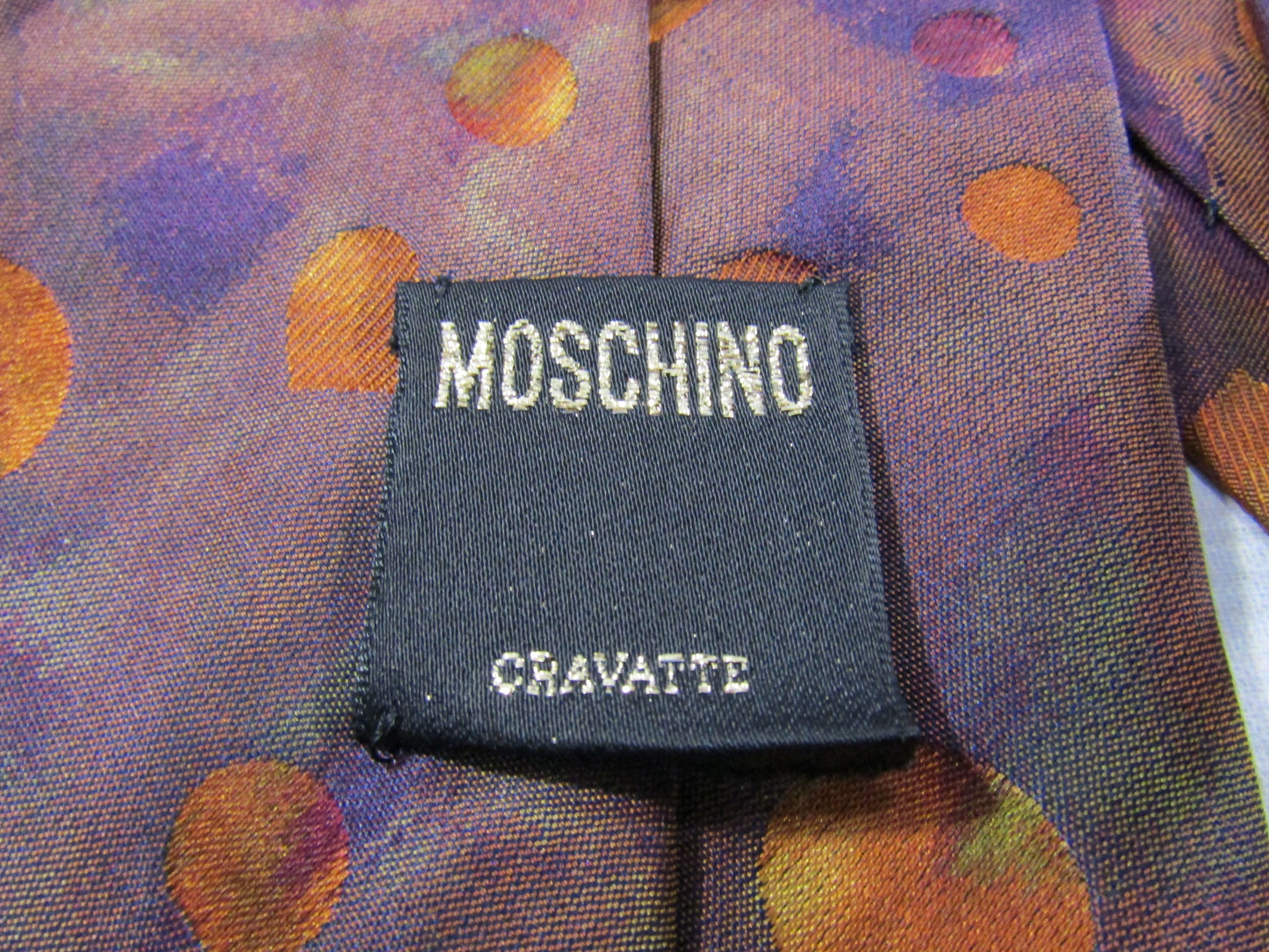 Moschino Men's Multi-Color Heart Polka Dot Pattern Silk Tie Made in Italy