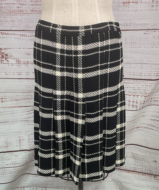 St. John Collection Plaid Knee Length Skirt Black 12