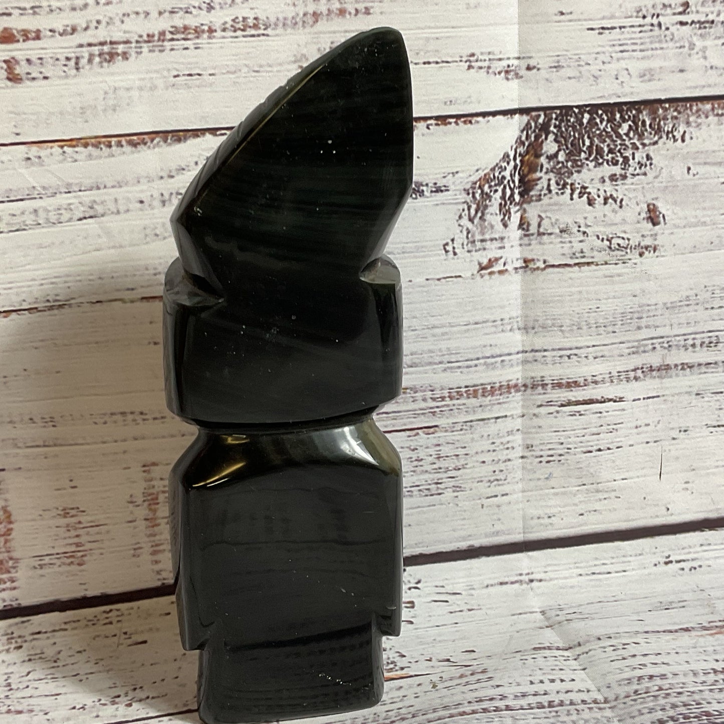 Black Obsidian Aztec/Mayan Warrior Figurine- 8.25"