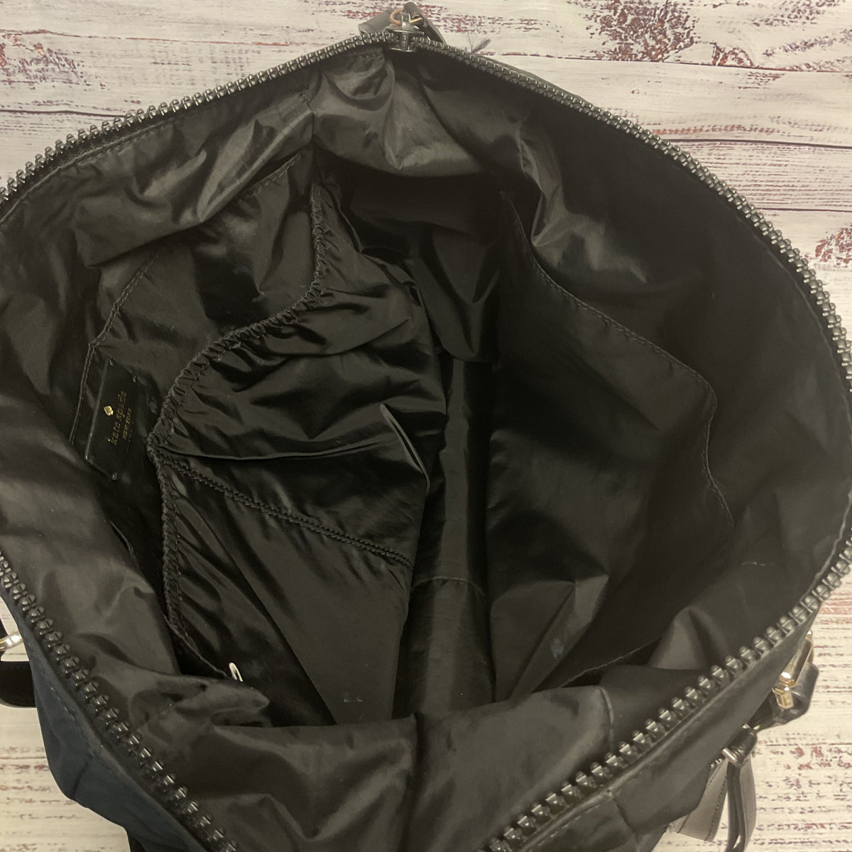 Kate Spade 2Way Black Nylon Travel Tote Bag Toiletries Caddy Worn.