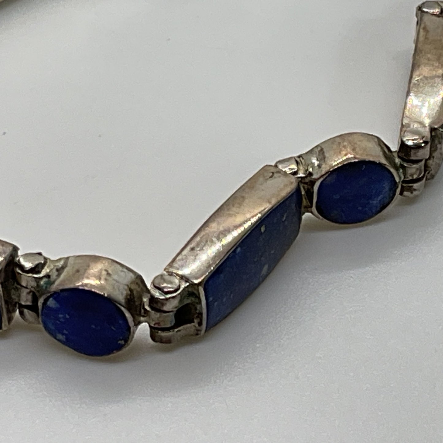 950 Silver & Lapis Link 7.5" Bracelet- 11.27g