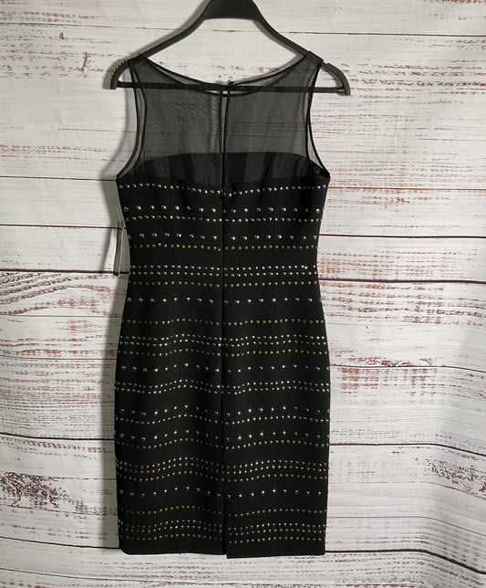 NWT Women's Carmen Marc Valvo Black Dress with silver & bronze studs Size 4