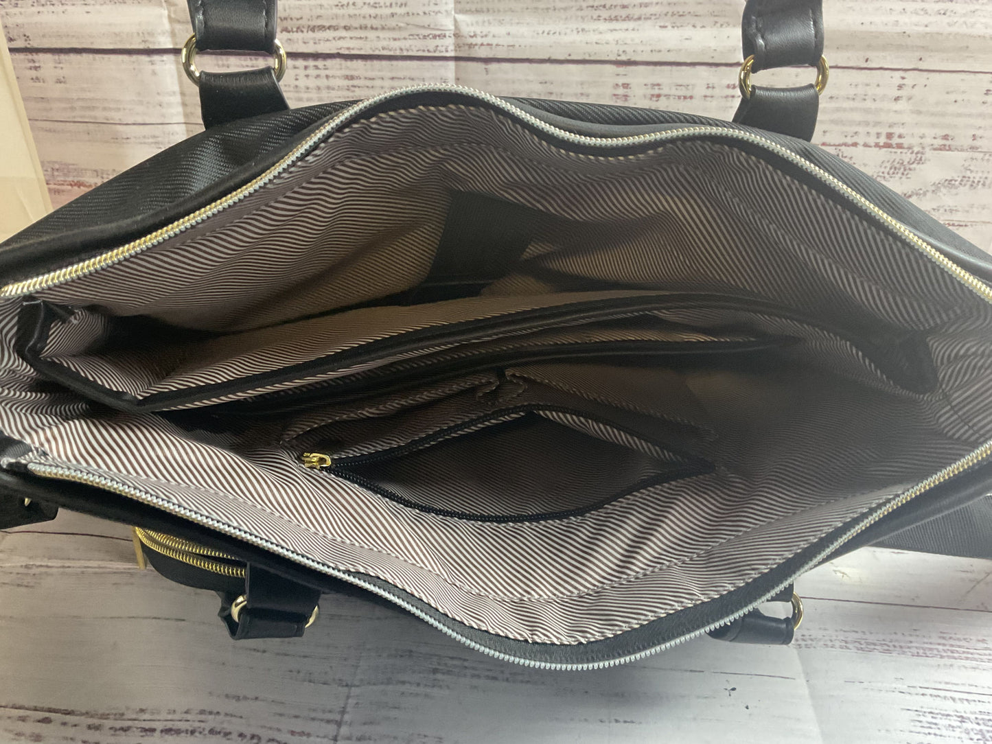 Reaction Kenneth Cole Black and Gold Tote Laptop Bag