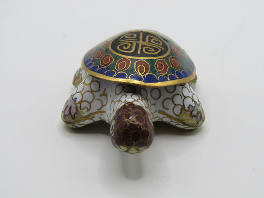 Vintage Handcrafted Cloisonne Enamel Turtle Pill Box