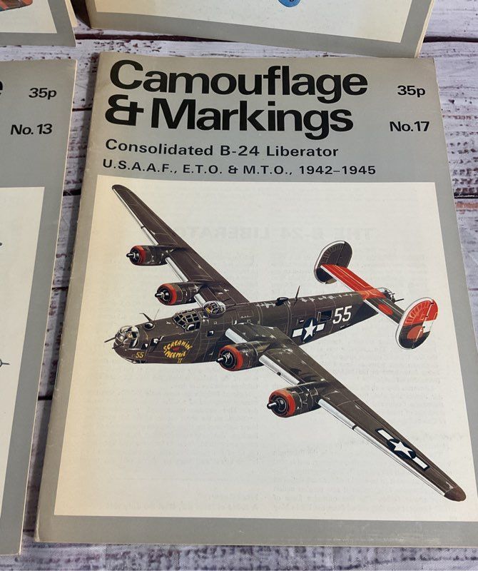 Lot Of 4 Vintage Airplane Camouflage & Markings N0. 13 15 17 18 Army Magazines