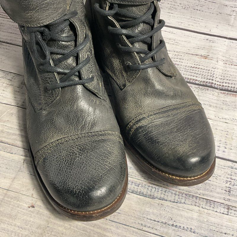 All Saints Spitalfields Damisi Black Leather Combat Boot Men's 10 US/43 EU