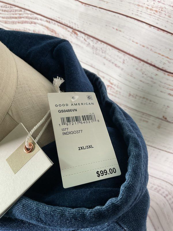 NEW Good American Women's Zip Up Indigo Blue Hoodie Size 2XL/3XL