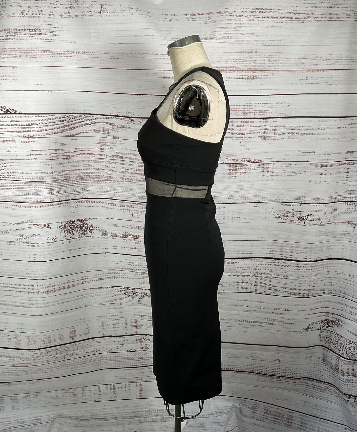 Cushnie Et Ochs Black Bandage Midi Dress w/ Mesh Details - Size 6