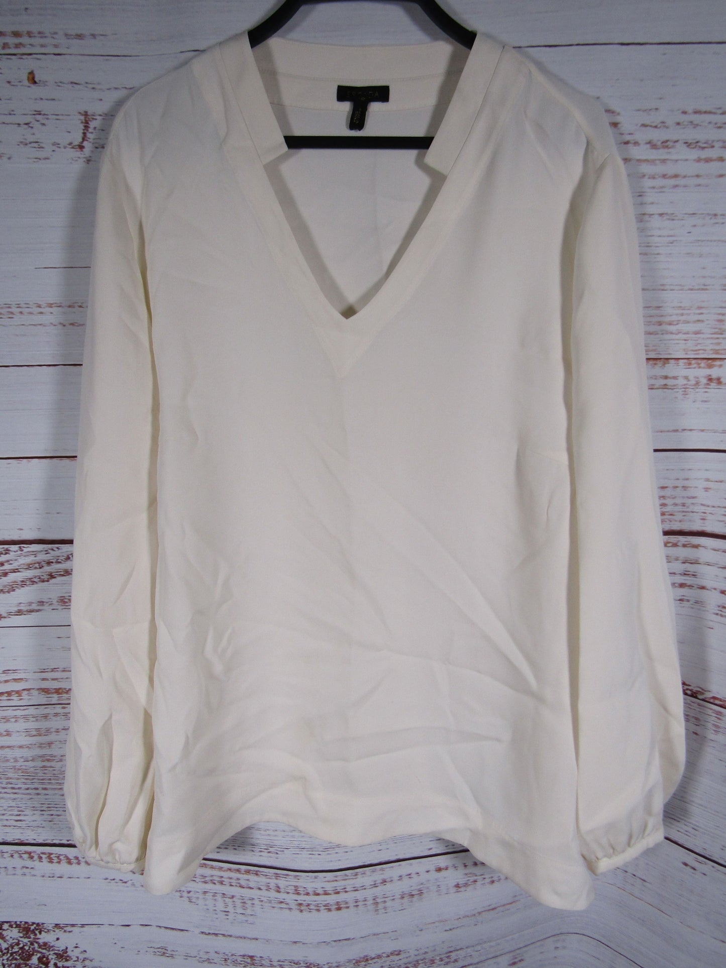 Escada Women's Off White V-Neck Blouse Size 46