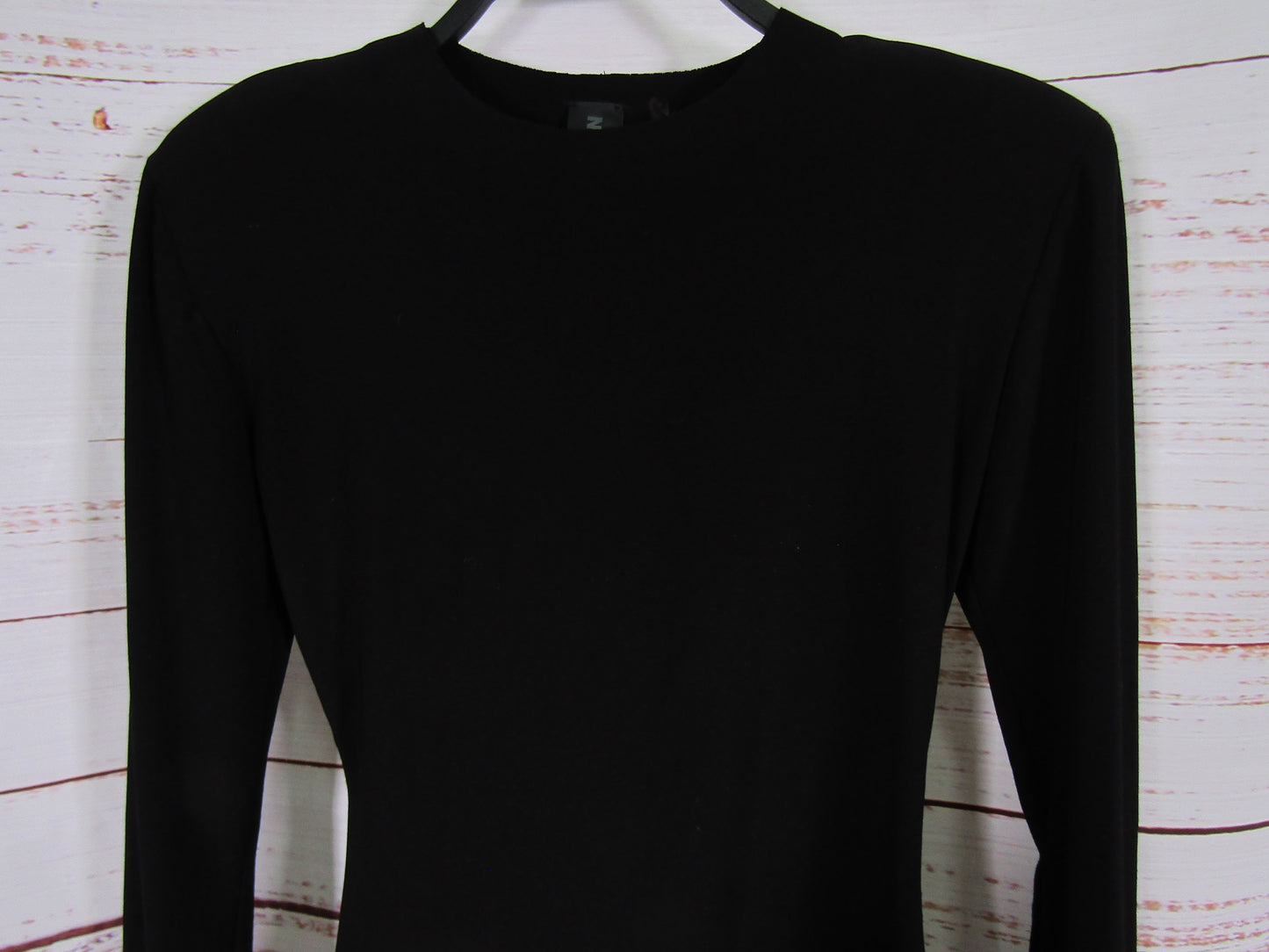 Norma Kamali Women's Black Shoulder-Pad Crewneck Top Size XXS