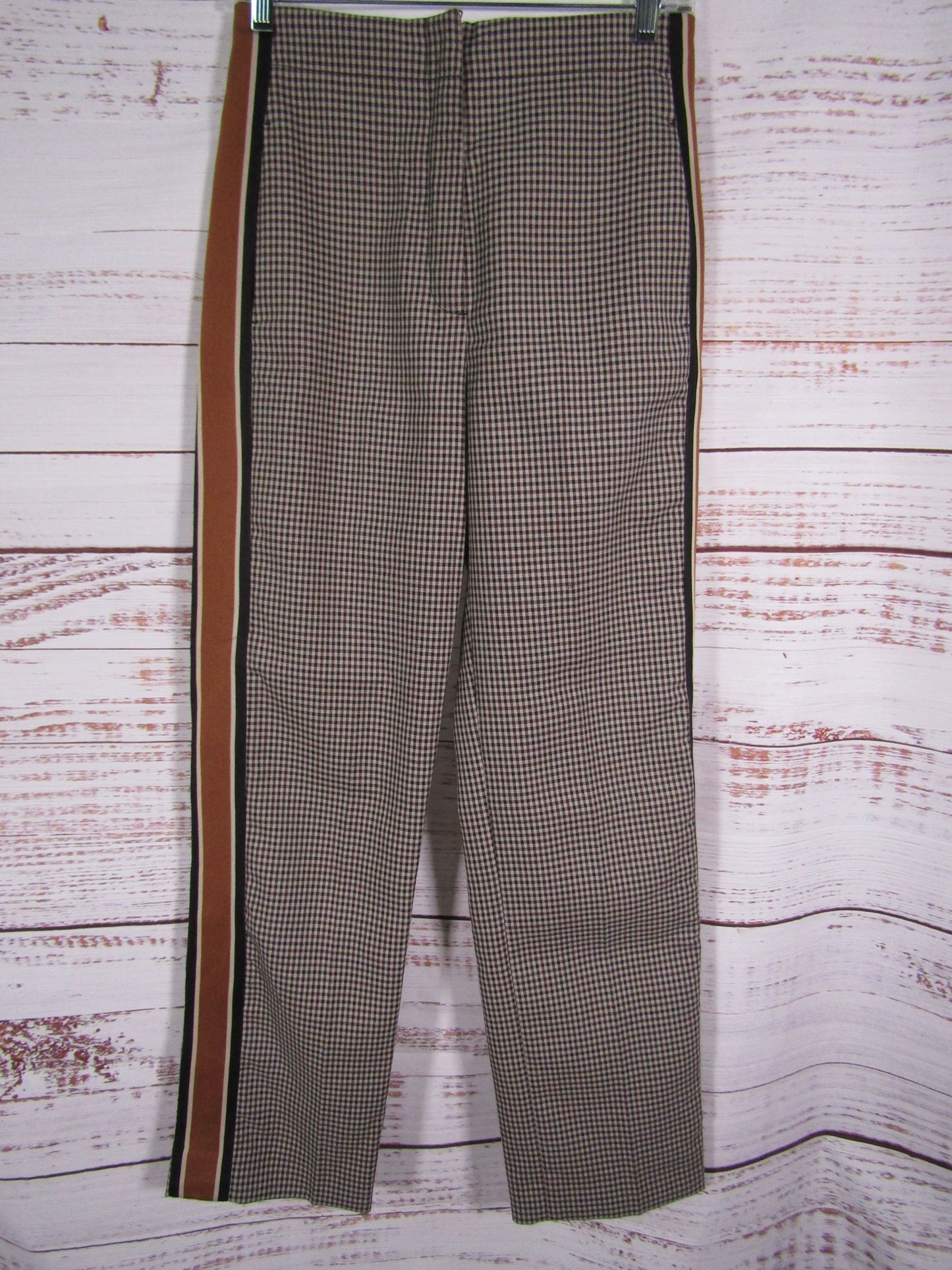 Sandro Nils Women's Brown Gingham Check Pants Size 34