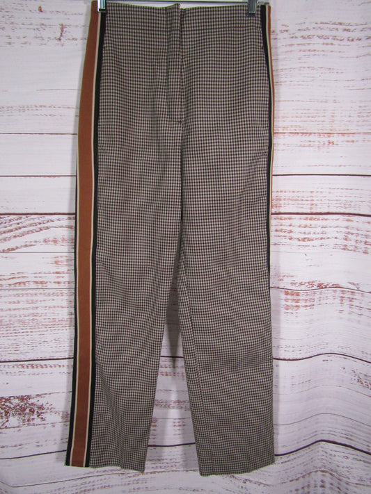 Sandro Nils Women's Brown Gingham Check Pants Size 34