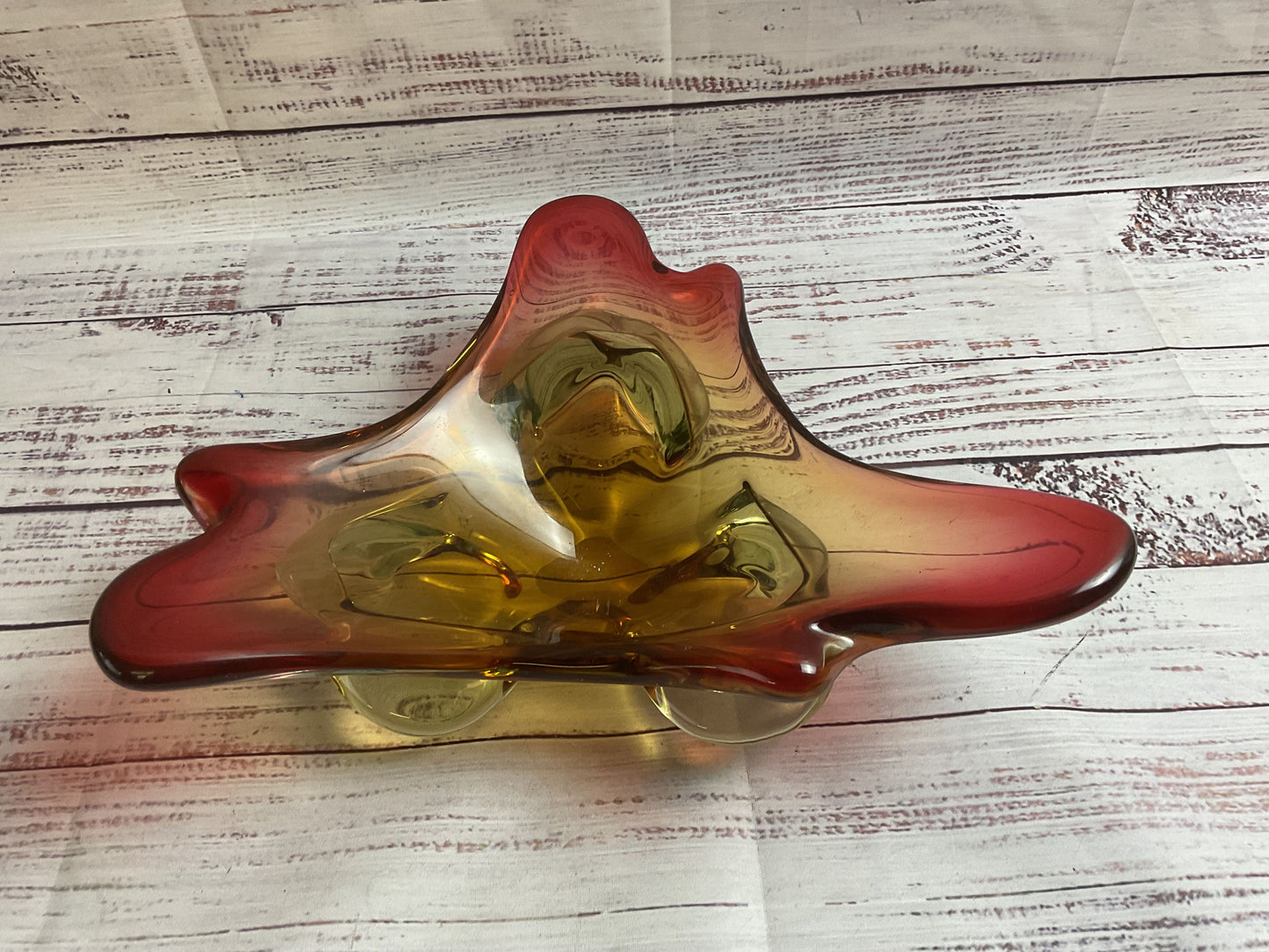 Amber Gradient Tri Tip Glass Art Bowl