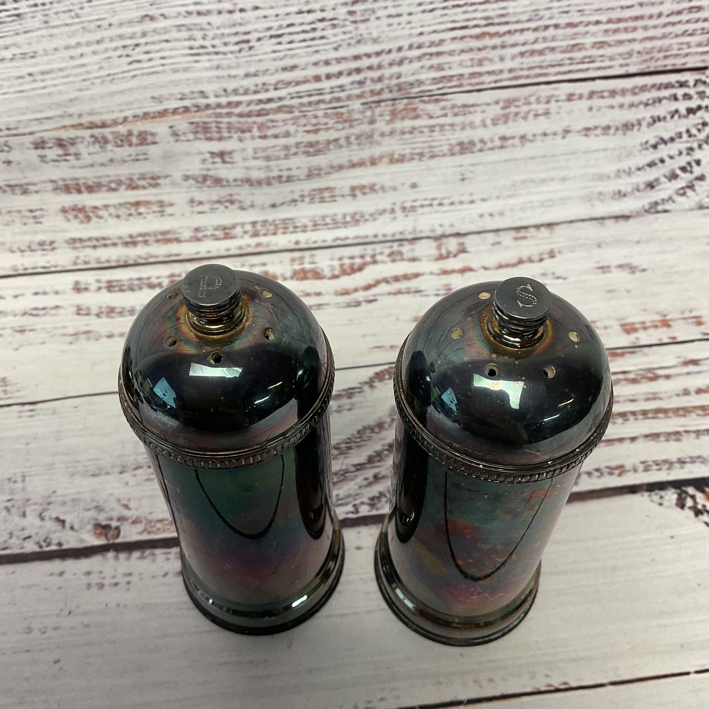 Gorham Maestri Silver Platted Salt And Peppershaker + Covered Glass Butter Dish