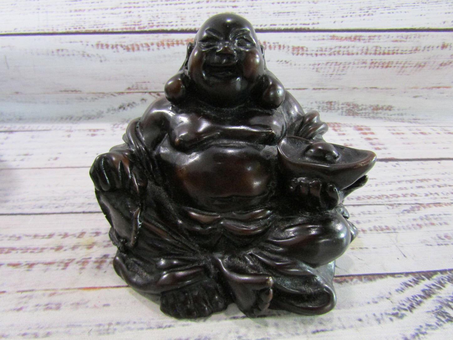 Set of 2 Wooden Buddha Figurines