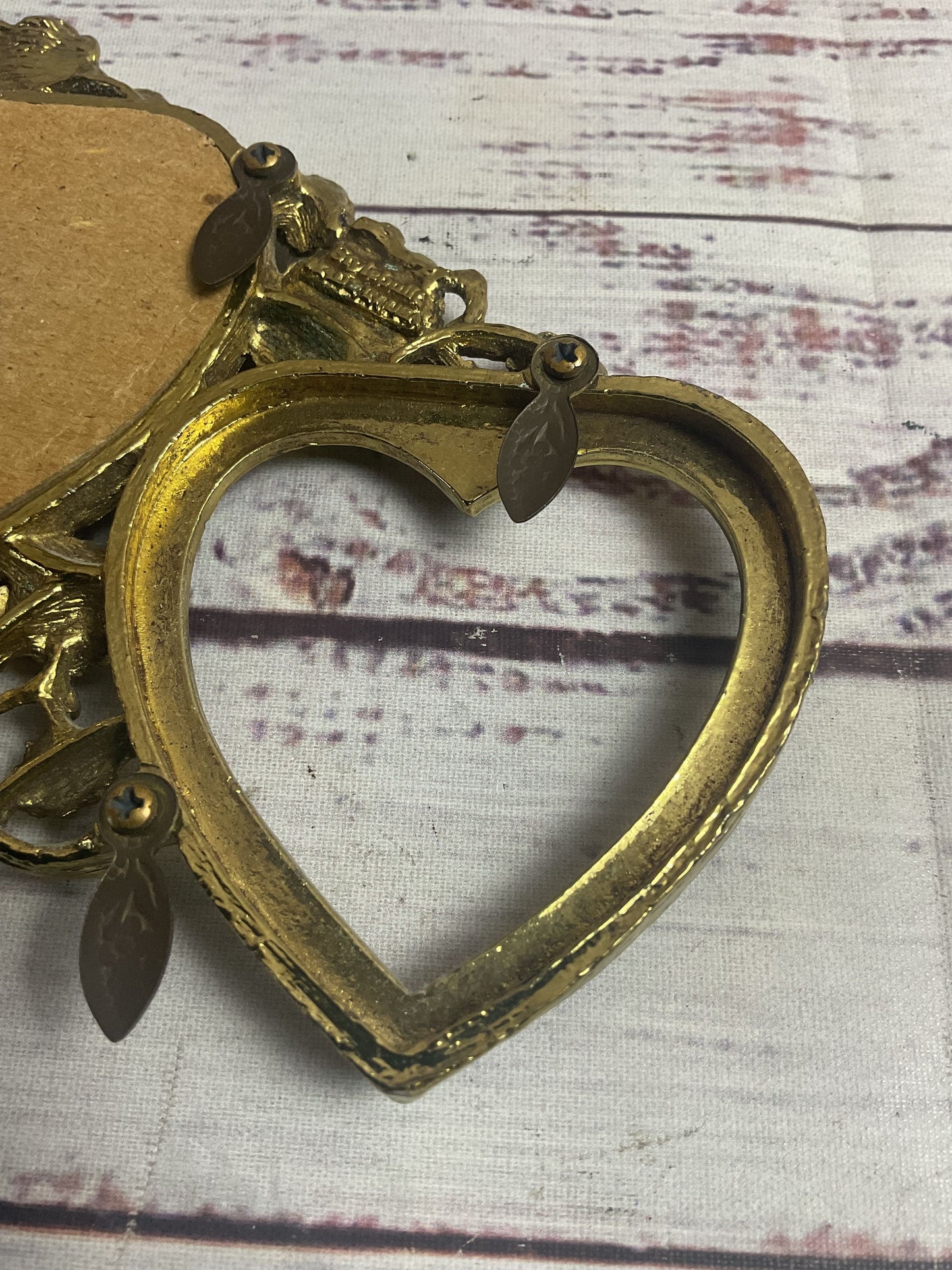 Vintage Stylebuilt Metal Triple Heart Picture Frame
