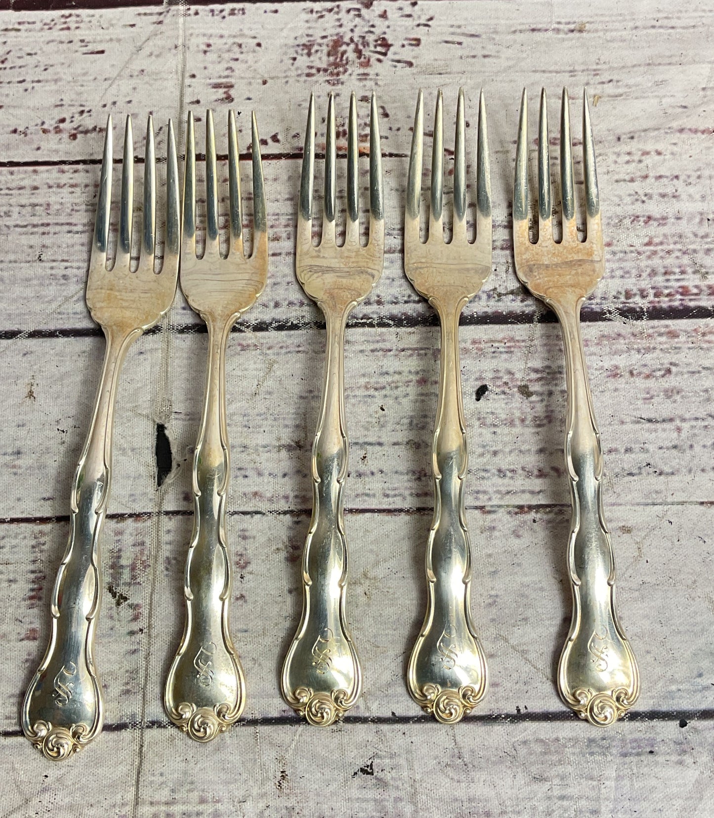 Gorham Vintage Set of 12 Rondo Salad Forks Sterling Silver