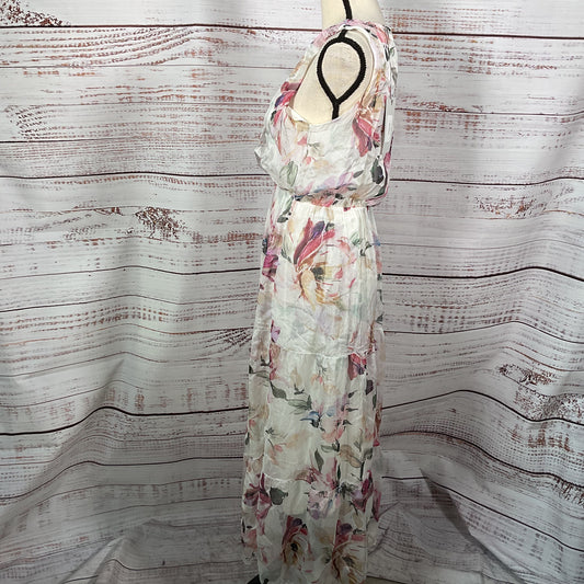 Lara G. White Floral Print Silk Blend Dress - Size M New W/ Tags