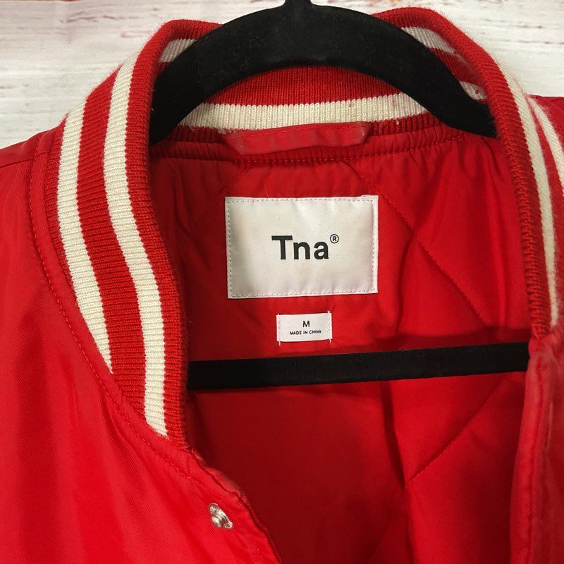 TNA 97 Varsity Red Full Snap Bomber Jacket Women's Size M