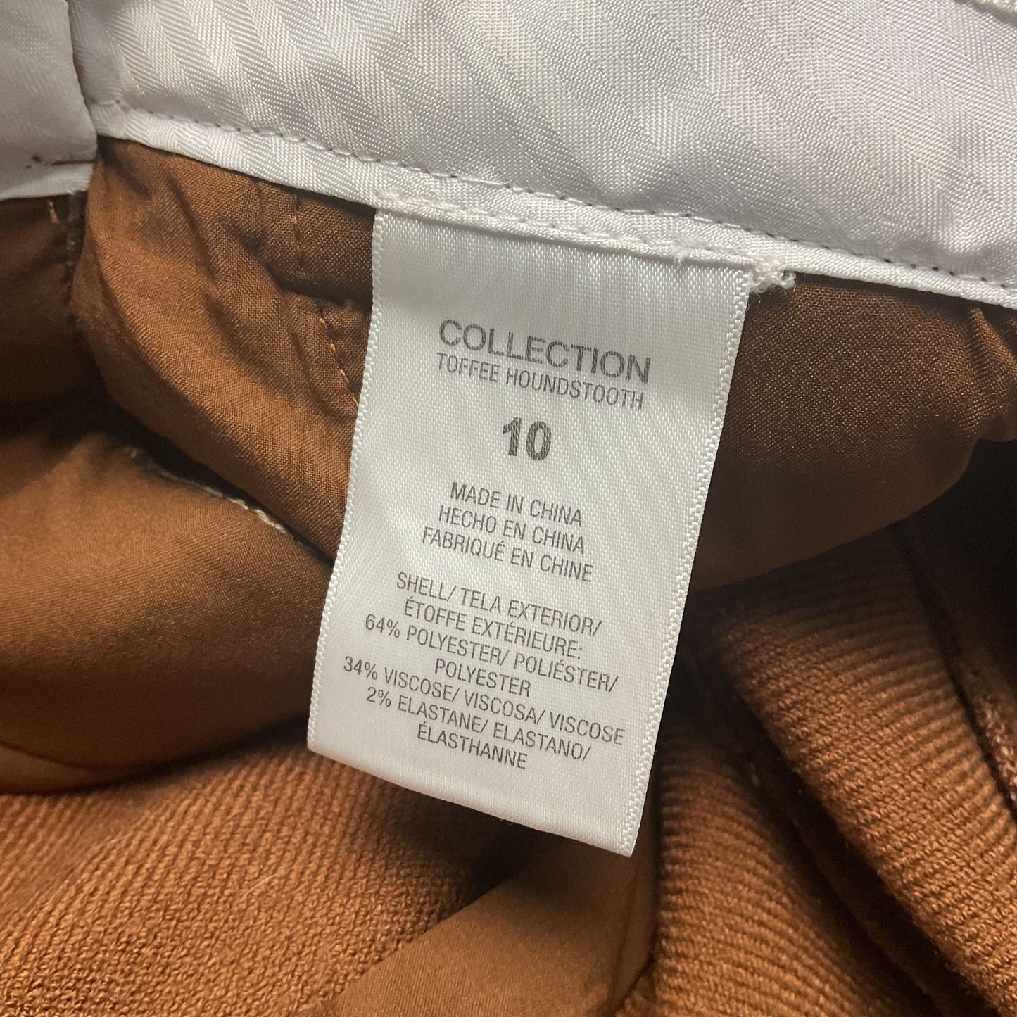 Favorite Daughter Plaid Brown Tan Houndstooth Pattern Pleated Pants - Size 10