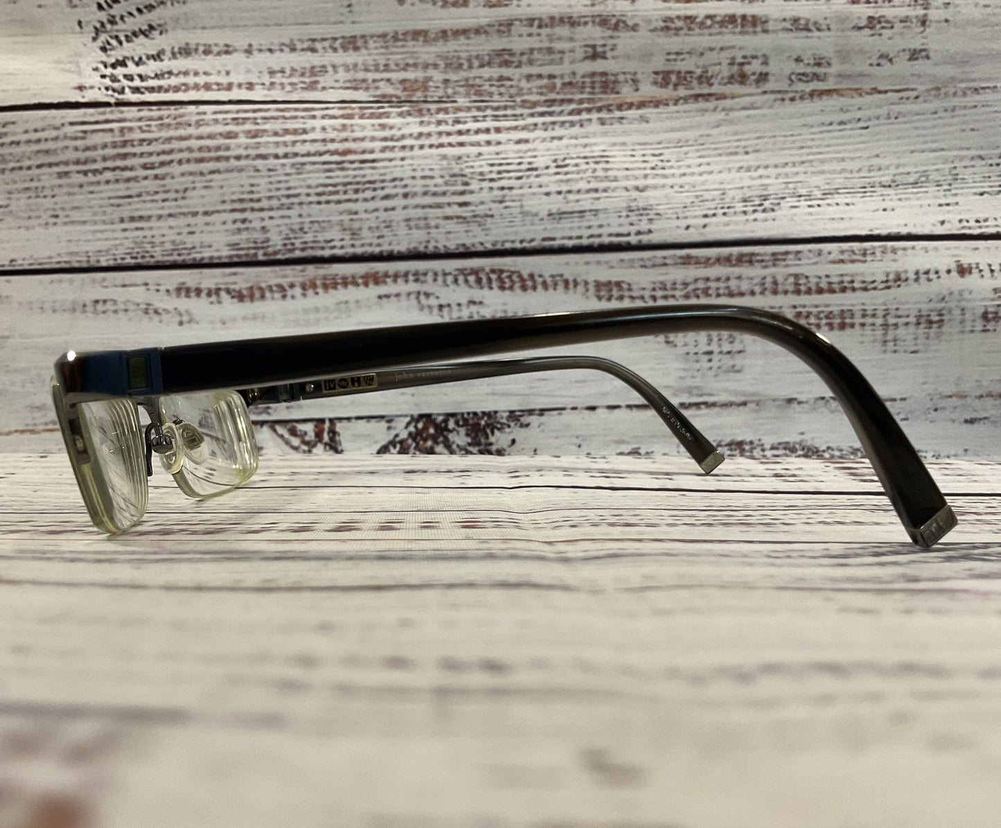 John Varvatos Men's Gray Half Rim Eyeglasses Frame