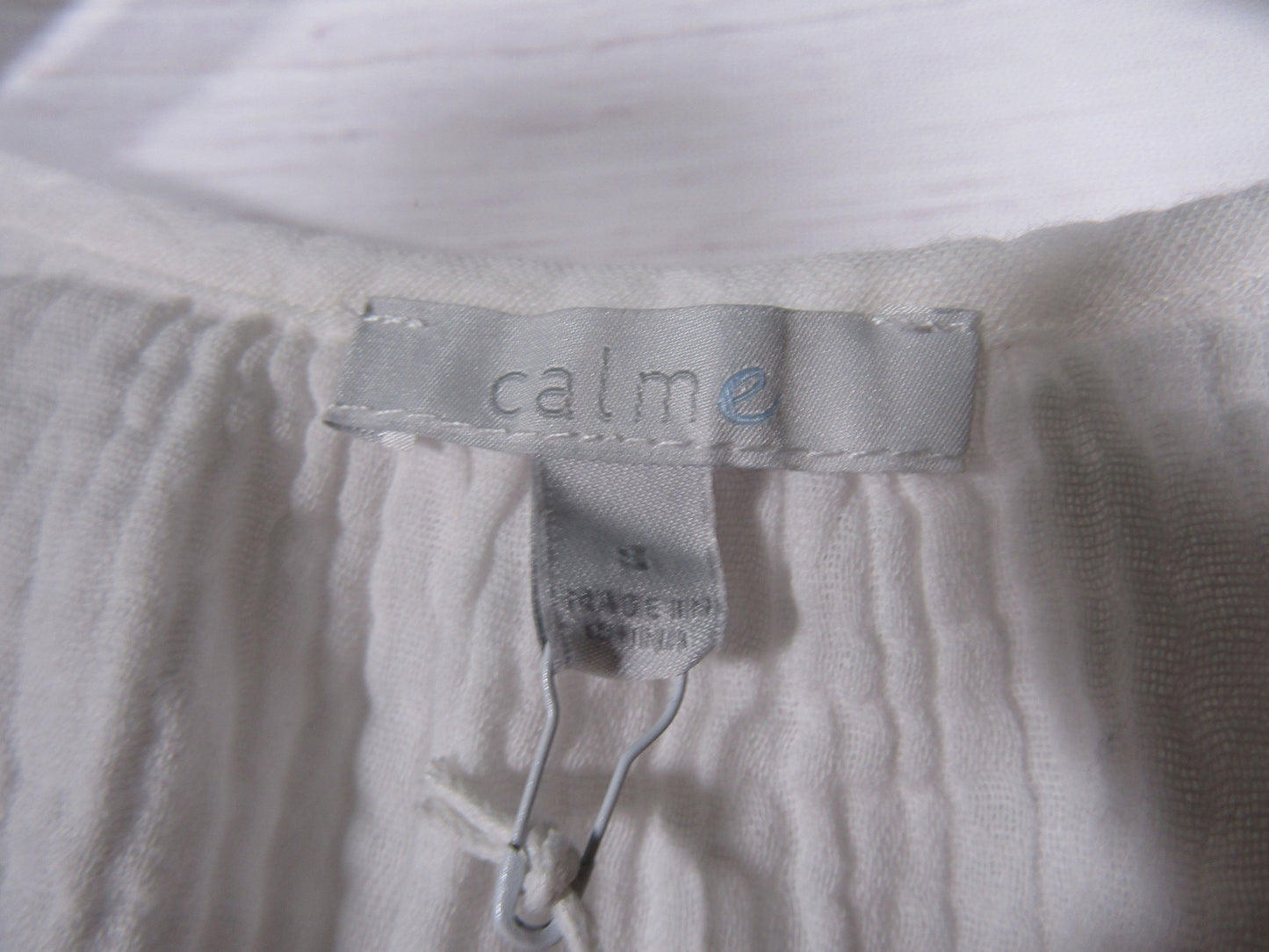 Calme by Johnny Was Gauze Tunic Women's White Floral Embroidered Blouse Size S