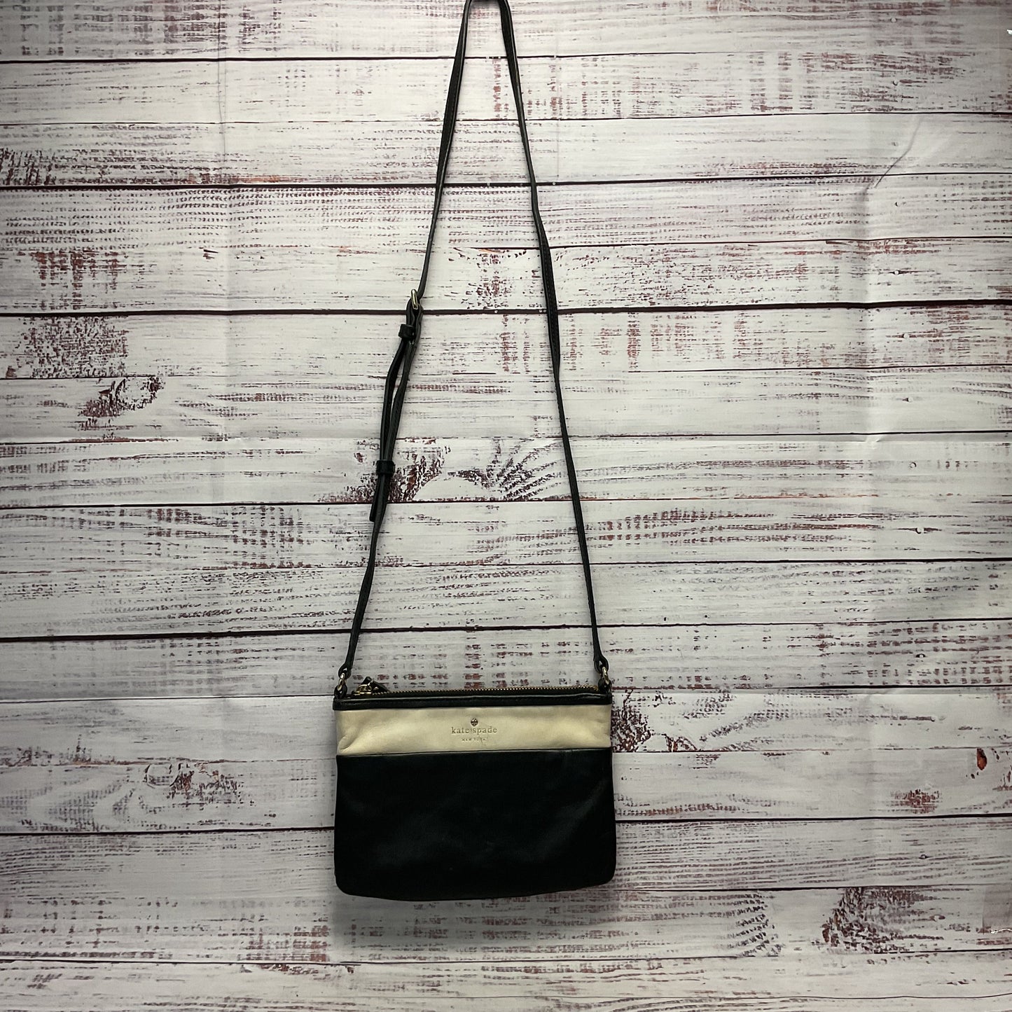 Kate Spade Black White Leather Color Block Crossbody 8.5" x 6" As-Is