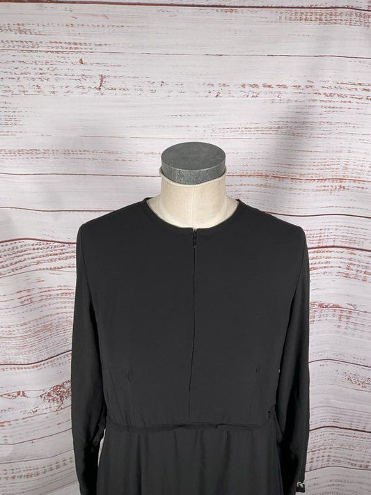 Women's Pandora Black Long Sleeve Floral Embroidered Long Dress Size XL