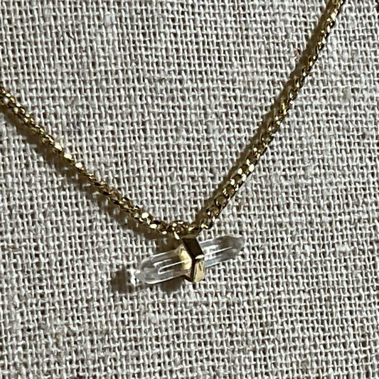 ALLSAINTS Gold Tone & Crystal Dainty Chain Necklace-