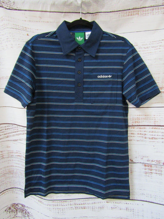 Adidas Golf Men's Blue Striped Short Sleeve Polo Shirt Size S